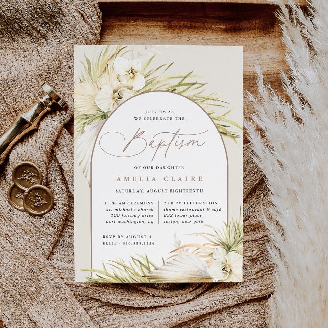 Vintage Tropics Baptism Ceremony & Party Invitation (Creator Uploaded)