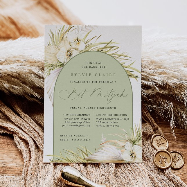 Vintage Tropics Boho Bat MItzvah Invitation (Creator Uploaded)