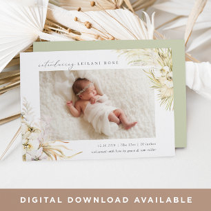 Vintage Tropics   Boho Floral Birth Announcement