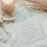 Vintage Tropics Wedding Invitation<br><div class="desc">Elegant tropical wedding invitation features soft grey lettering with two monstera leaves at the top in pale island seaglass green. A beautiful and chic choice for beach,  destination or summer weddings. We recommend printing on the the Traditional Laid paper for a luxe texture and vintage feel.</div>