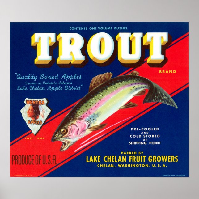 Vintage Trout Brand Washington Apples Poster (Front)