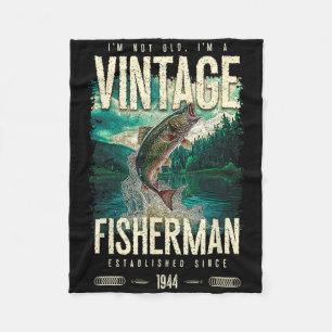 Vintage Trout Fisherman Funny Fishing Birthday 194 Fleece Blanket