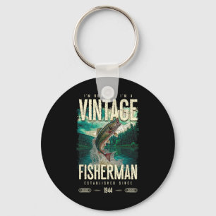 Vintage Trout Fisherman Funny Fishing Birthday 194 Key Ring