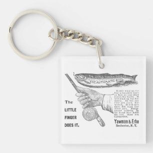 Vintage Trout Fishing Ad Circa 1890's Key Ring