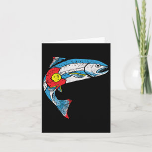 Vintage Trout Fishing Retro Colorado Flag 80's Gra Card