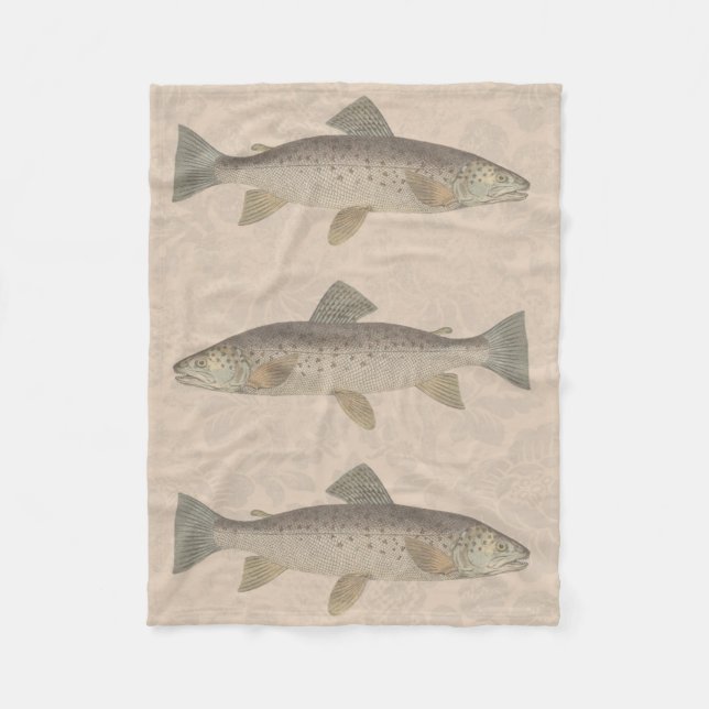 Vintage Trout Fleece Blanket (Front)