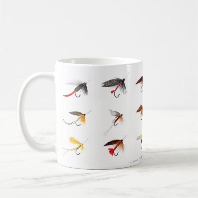 Vintage Trout Fly Fishing Flies Coffee Mug (Left)