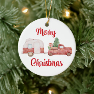 Vintage Truck and Camper Christmas Ceramic Tree Decoration