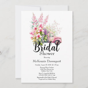 Vintage Truck and Elegant Wildflower Bridal Shower Invitation