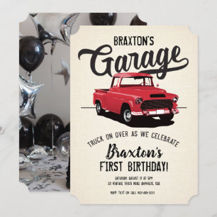 Vintage Truck Birthday Party Photo Invitation