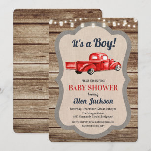 Vintage Truck Boy Baby Shower Invitation