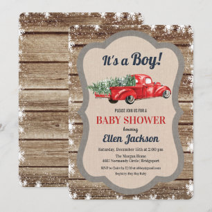 Vintage Truck Boy Baby Shower Snowflake Invitation