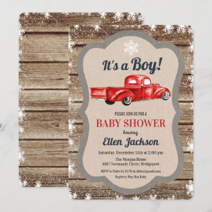 Vintage Truck Boy Baby Shower Snowflake Invitation
