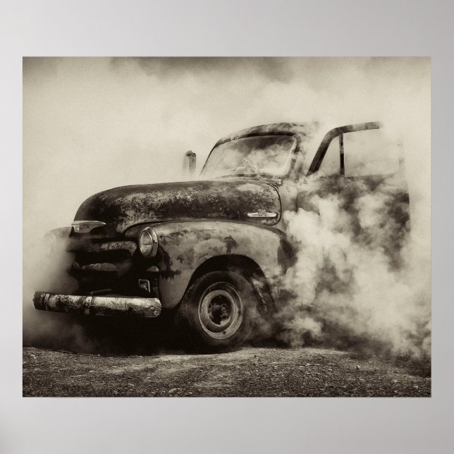 Vintage Truck Burnout Poster (Front)