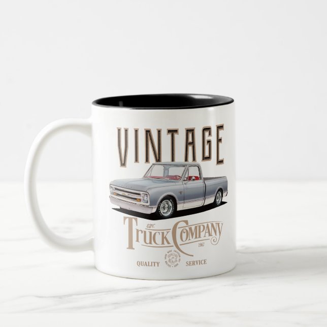vintage truck company Two-Tone coffee mug (Left)