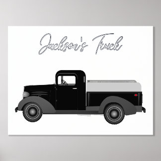 Vintage Truck Drawing Foil Text Print Poster