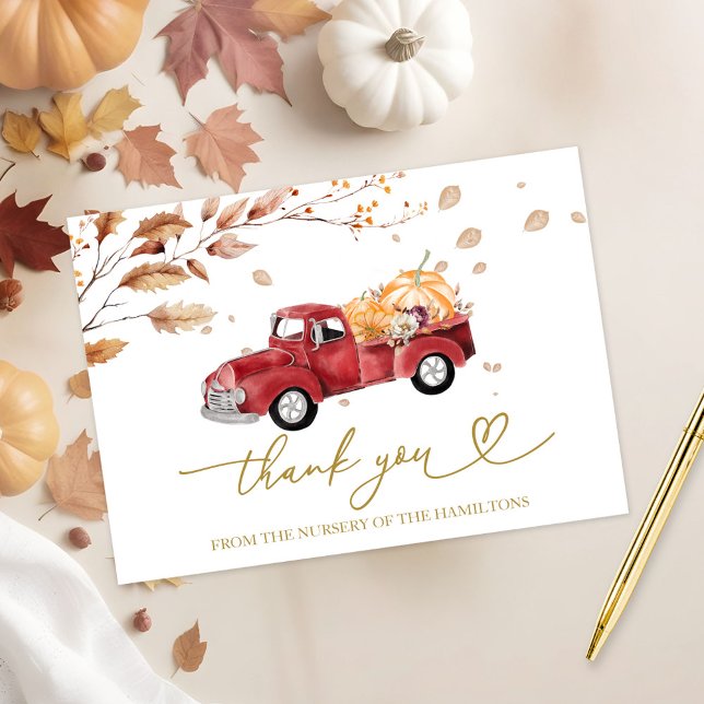 Vintage Truck Fall Baby Shower Thank You Invitation (Creator Uploaded)