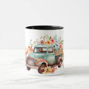 Vintage Truck Fall Flowers Mug