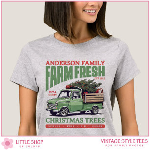 Vintage Truck Farm Fresh Christmas Trees Family T-Shirt