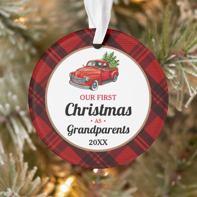 Vintage Truck Grandparent's First Christmas Ornament (Tree)