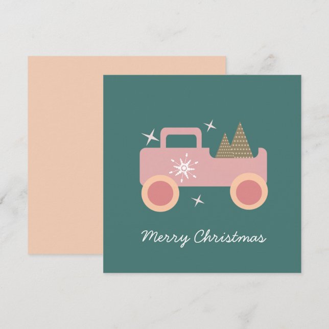 Vintage Truck Groovy Christmas Card (Front/Back)