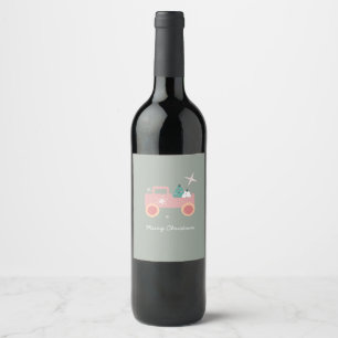 Vintage Truck Groovy Christmas Cookies Wine Label