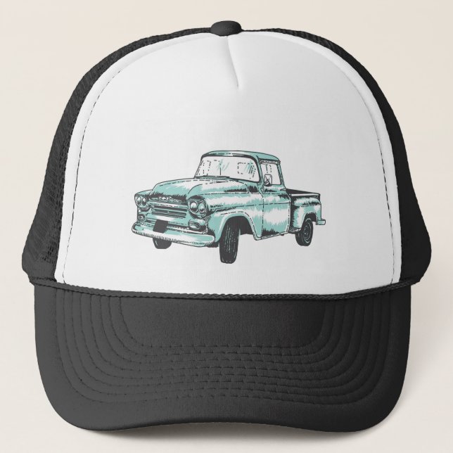 Vintage Truck Illustration Trucker Hat (Front)
