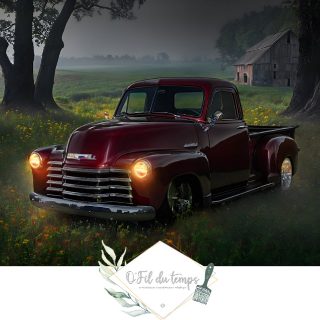 Vintage Truck Meadows and Barn Decoupage  Tissue Paper (Creator Uploaded)