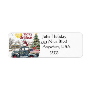 Vintage Truck Merry Christmas Address Labels