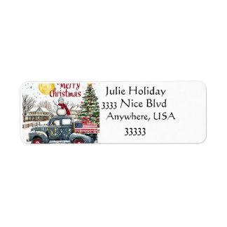 Vintage Truck Merry Christmas Address Labels
