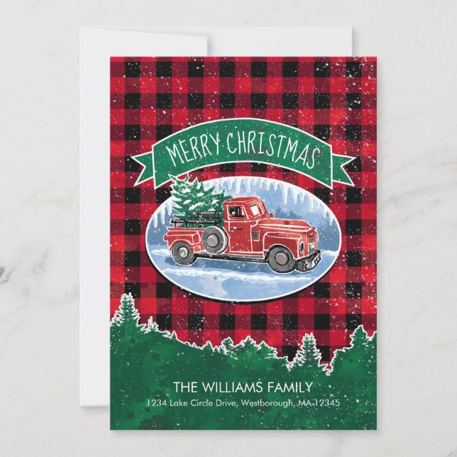 Vintage Truck Merry Christmas Holiday Moving Announcement (Front)
