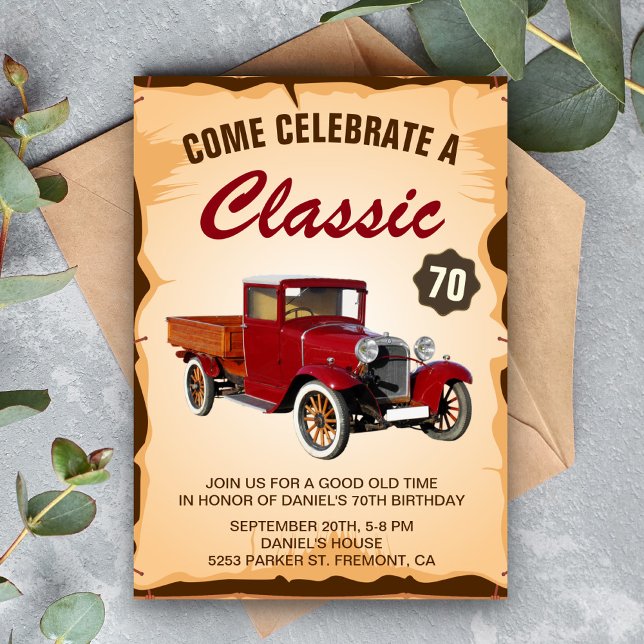 Vintage Truck Milestone Birthday Party Invitation (Creator Uploaded)