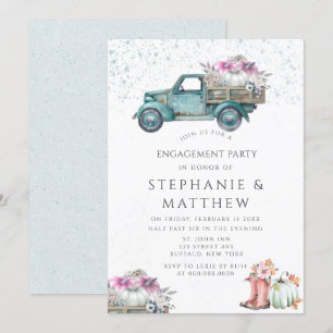 Vintage Truck Pumpkin and Floral Engagement Party  Invitation