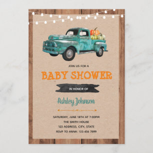 Vintage truck pumpkin theme party invitation
