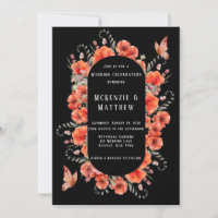 Vintage Truck Red Poppies Butterfly Wedding Invita