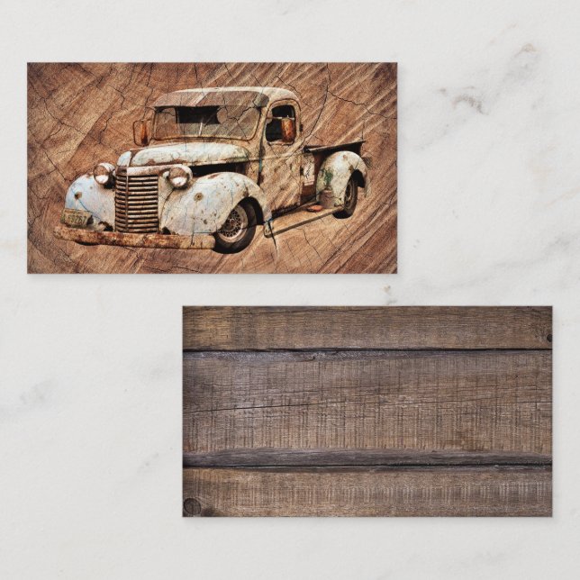 Vintage Truck Rustic Wood Business Card (Front/Back)