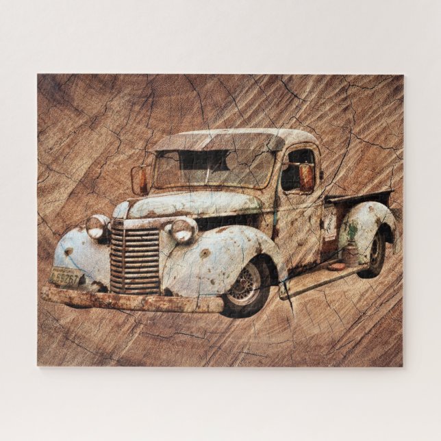 Vintage Truck Rustic Wood Jigsaw Puzzle (Horizontal)
