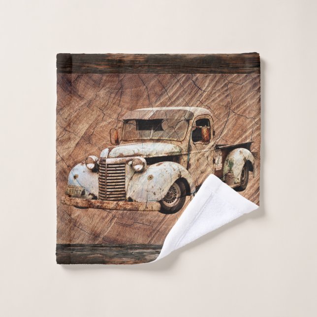 Vintage Truck Rustic Wood Wash Cloth (Wash Cloth)