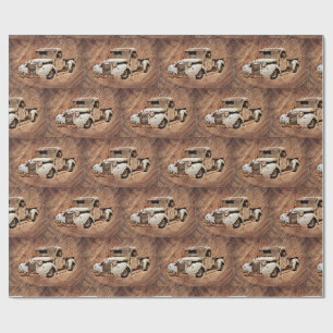 Vintage Truck Rustic Wood Wrapping Paper