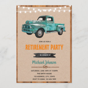 Vintage truck theme party invitation