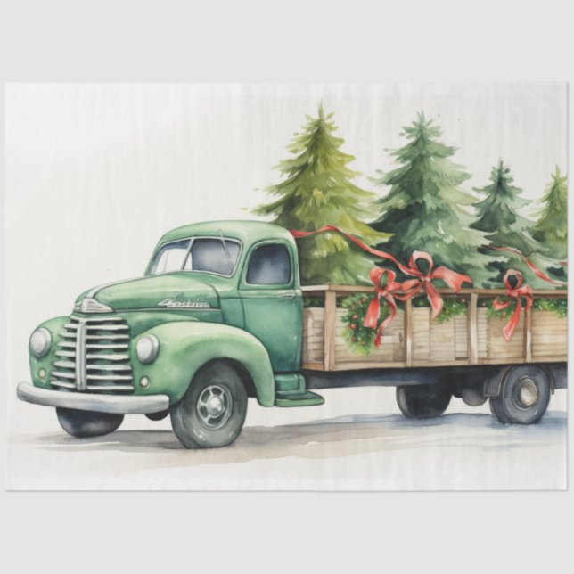 Vintage Truck Treasures: Christmas Tree Farm Tissue Paper (Front)