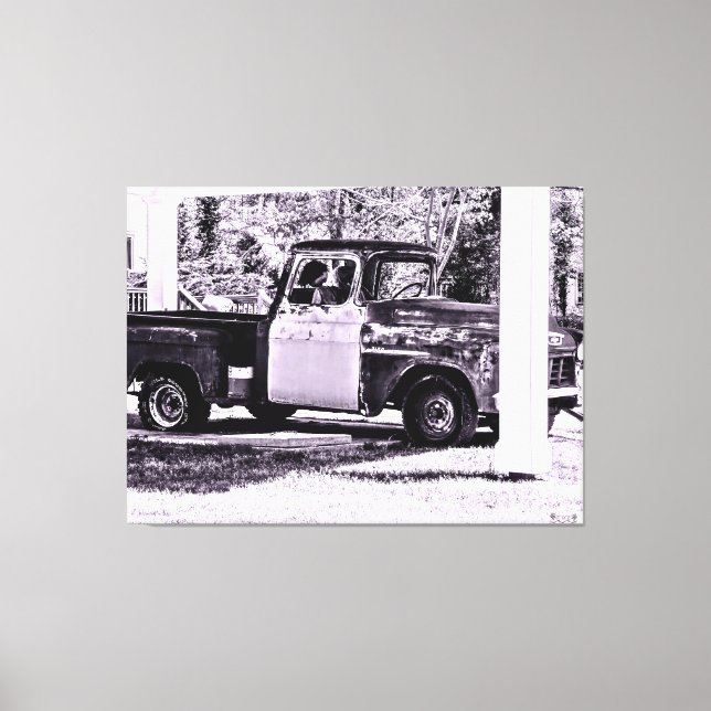 Vintage Truck Under Covered Parking Canvas Print (Front)
