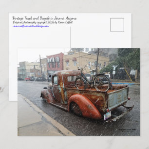Vintage Truck w/ Bicycle / Jerome Arizona Postcard