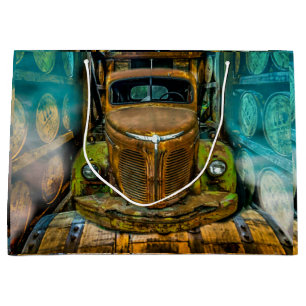 Vintage Truck Whiskey Barrels Large Gift Bag
