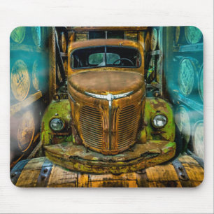 Vintage Truck Whiskey Barrels Mouse Mat
