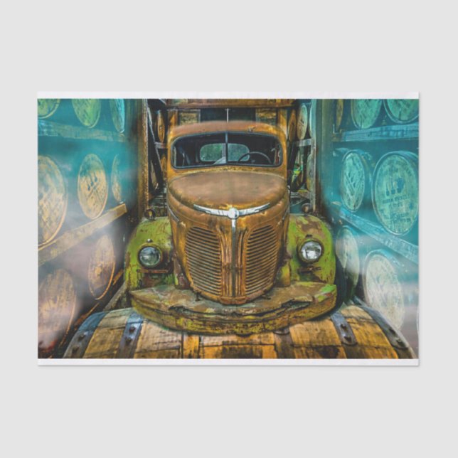Vintage Truck Whiskey Barrels Tissue Paper (Front)