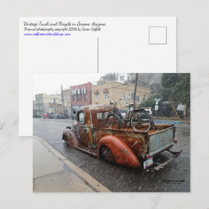 Vintage Truck with Bicycle / Jerome, Arizona Postcard