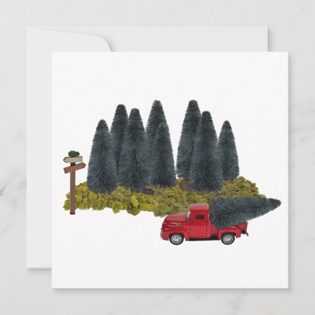 Vintage Truck with Christmas Tree Invitation (Front)