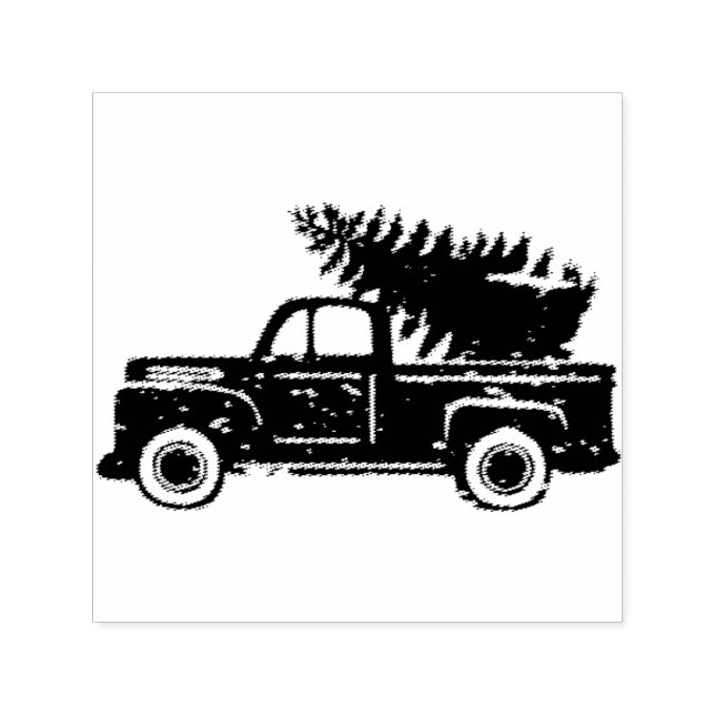 Vintage Truck with Christmas Tree Self-inking Stamp (Design)