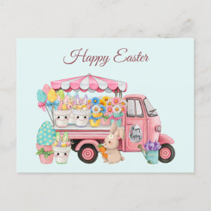 Vintage Truck with Easter Flowers and Eggs Postcard